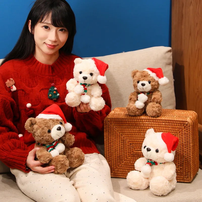 Lovely Cartoon Christmas Scarf Bear Penguin Soft Stuffed Elk Teddy Bear Doll Plush Toy Decoration Girl Boy Kids Christmas Gift