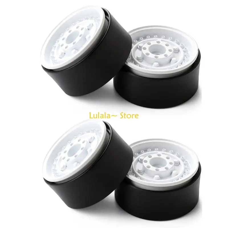 Y4QA 4PCS Wheel Hub 12mm Beadlock Alloy Wheel Rims with Rhino Dot for Remote Control Car Toy 1/10 Crawler Vehicle Accessory