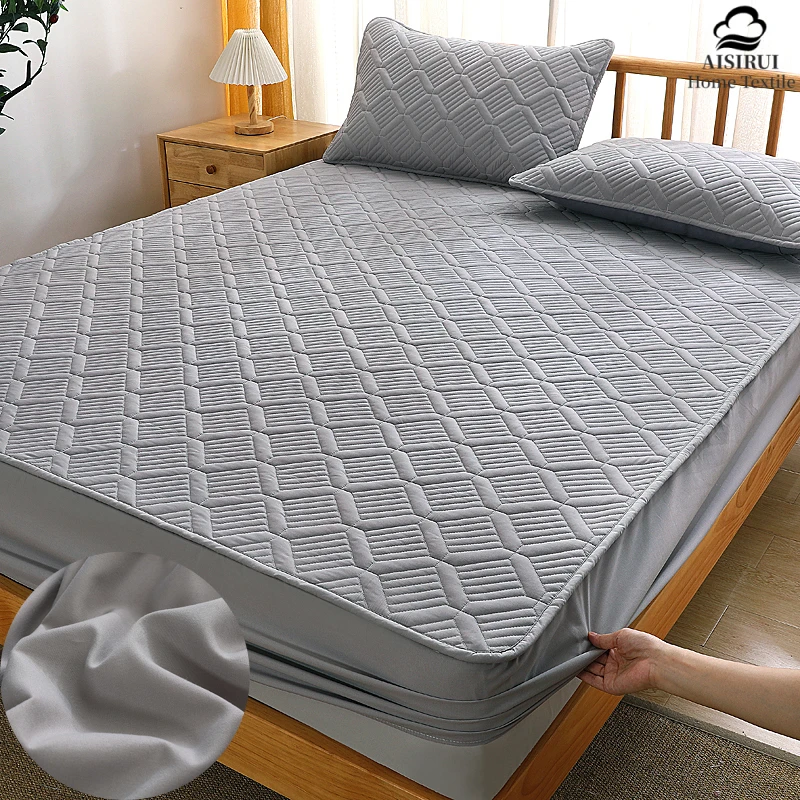 Thick Quilted Elastic Fitted Sheet Soft Breathable Mattress Cover Non-slip Washable Queen King Size Mattress Protector 120/150cm