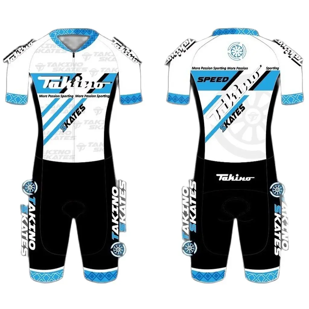 2022 Summer Takino Racing New Skinsuit Speedsuit Roller Skates Apparel Short Sleeve Lycra Tights Sportswear Pro Team Trisuit