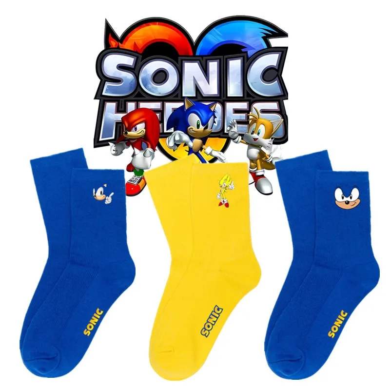 جوارب قطنية بسيطة ملونة للرجال والنساء من Sonic the Hedgehog Anime متوسطة الأنبوب، #6