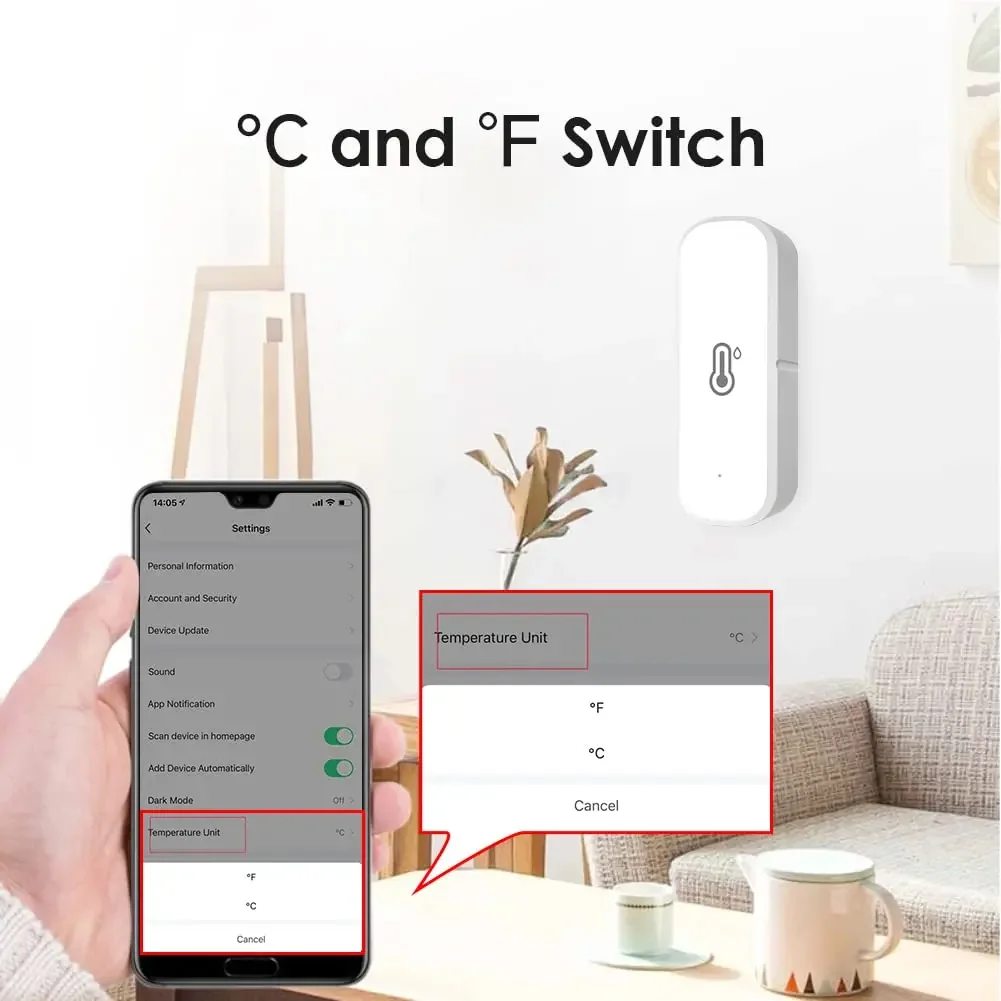 Sensor de temperatura y humedad WiFi Tuya, Control por aplicación Smart Life para el hogar, No requiere concentrador, funciona con batería con Alexa y Google Home