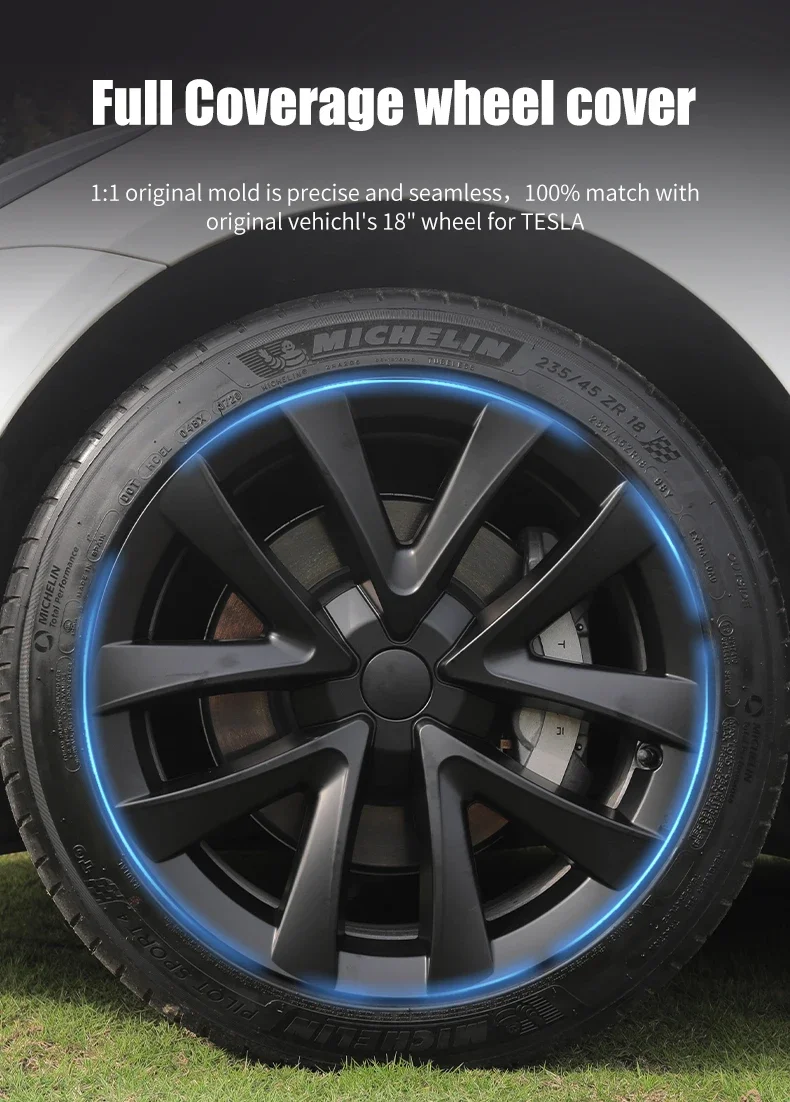 For TESLA Model 3 2017-2023 18 Inch 4PCS Arachnid Wheel Cover Hubcaps Cap Body Kit Only for Model 3 Wheel Cover Accessories
