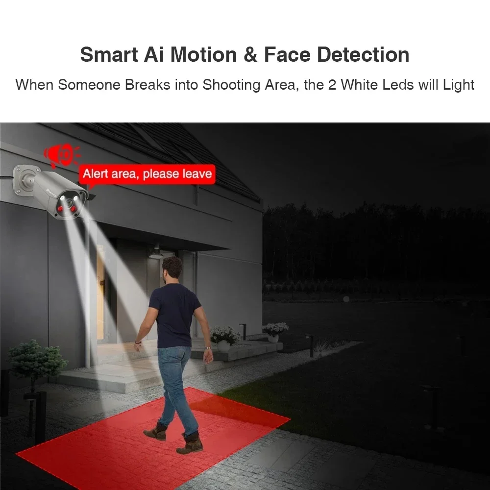 H.265 5Mp 8CH Cctv Security Camera Kit Two Way Audio IP66 Waterproof Poe Ip Security Camera System