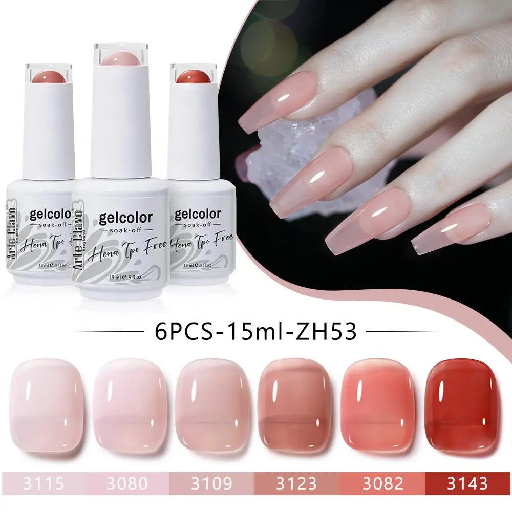 

Arte Clavo 6Pcs Jelly Gel Nail Polish Set DIY Nail Art Design Soak Off UV Gel Long Lasting Manicure 15ml Gel Hybrid Vernis Kits