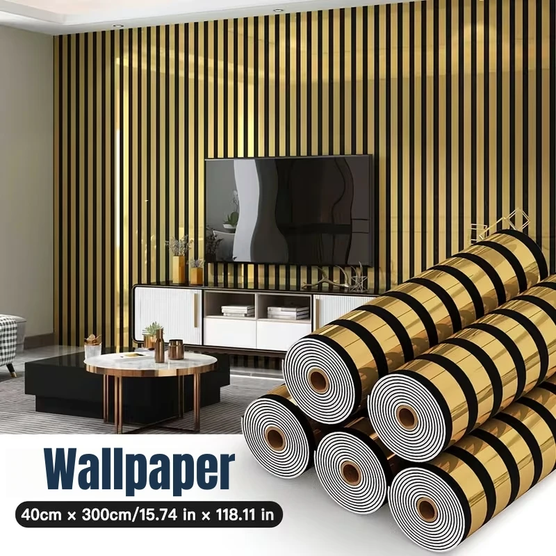 

Luxurious Golden Grid Stripe Self-Adhesive Wallpaper Home Decor Thickened Foam Mirror Glossy Self Adhesive Wall Stickers Kitchen