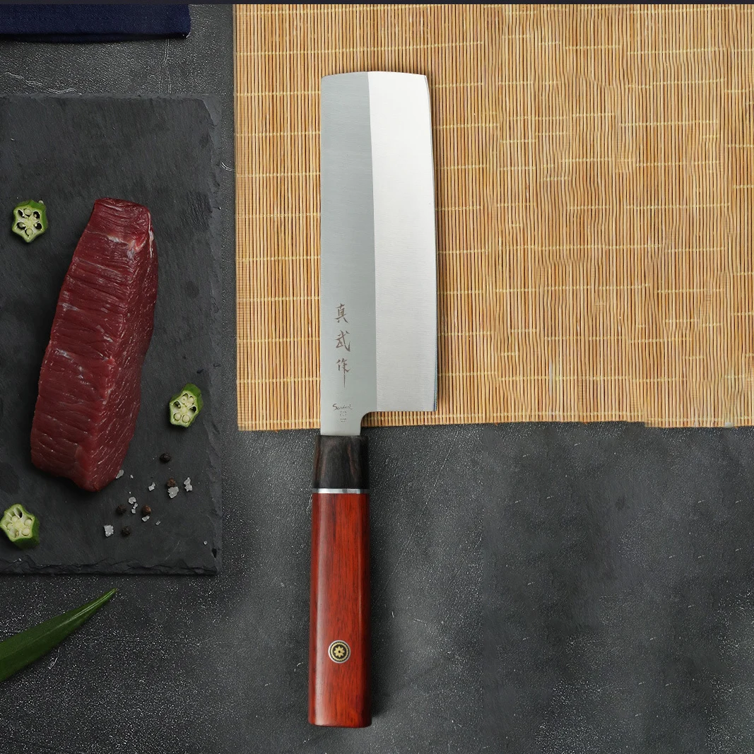 

6,5-дюймовый нож Nakiri SANDVIK 14C28N, стальное лезвие, деревянная ручка, нож для нарезки шеф-повара, кухонный нож для резки овощей и мяса