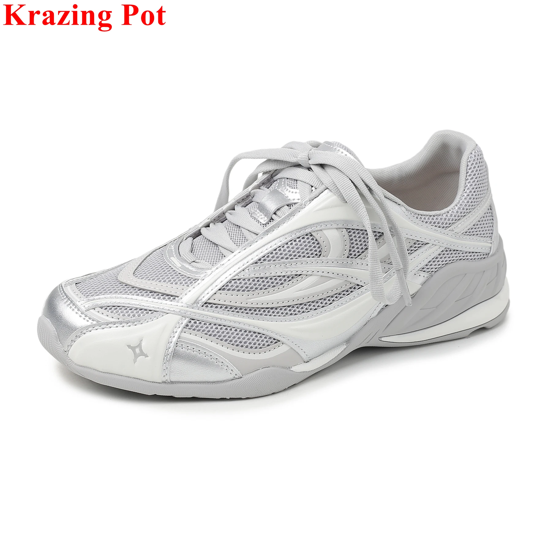 

Женские дышащие туфли Krazing Pot с круглым носком для спорта и повседневной носки, осенне-весенние, элегантные, для свиданий и отпуска, бренд Ins