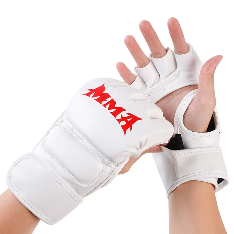 Gants de boxe professionnels en cuir PU, mitaines demi-doigts, gants de gastronomie Muay Thai, entraînement de la gastronomie, sac de sable isotbag,