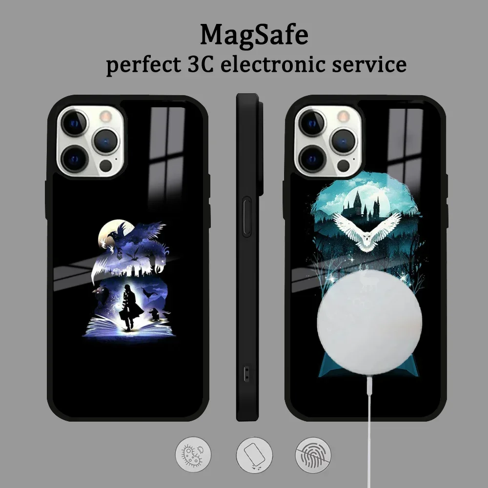 

Art Magic Boy Owl Wand HarrieS Phone Case For IPhone 16 15 14 13 12 11 Pro Max Plus Mini Magsafe Mirror Wireless Magnetic Cover