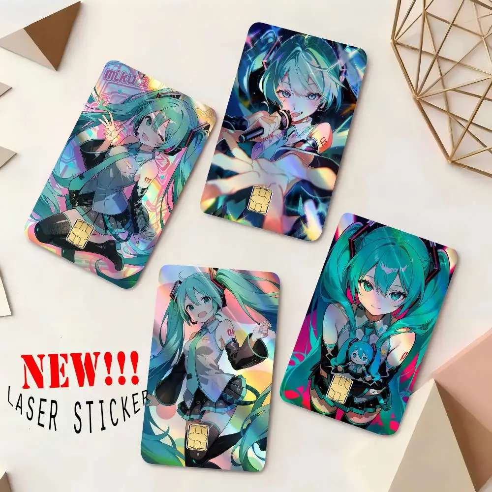 Idol Hatsune Miku Anime 1 Set mit 4 Stück Lustige Muschel Ultra Dünne Nicht Verblassende Aufkleber Skin Cover Folie für Debit- und Kreditkarten