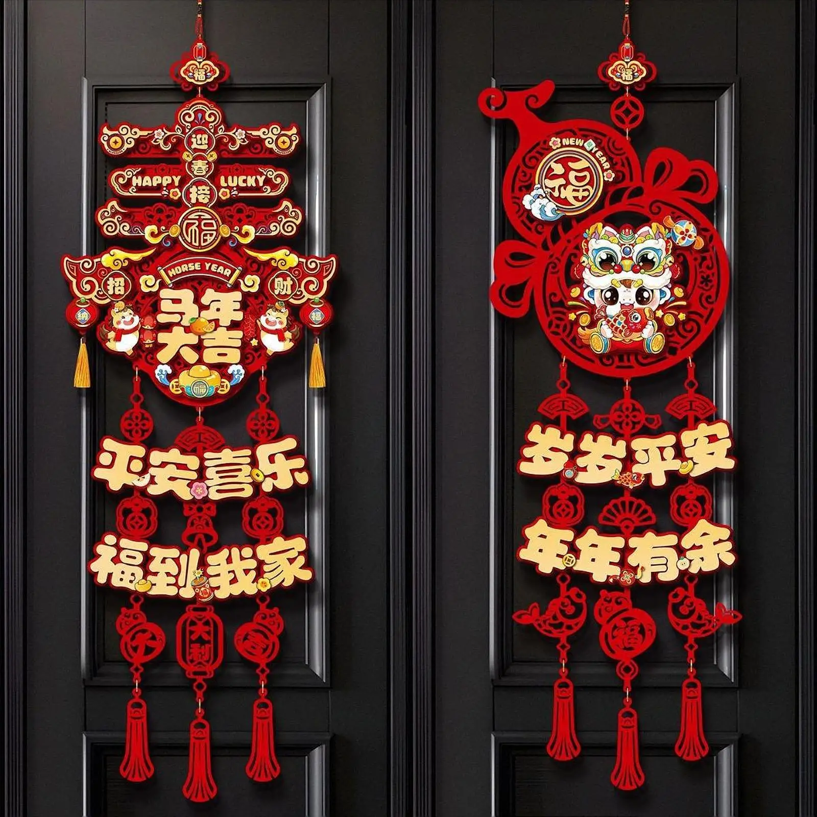 

Lunar New Year 2026 Ceiling Pendant Traditional Chinese Ornament Non Woven Fabric for Spring Festival Door