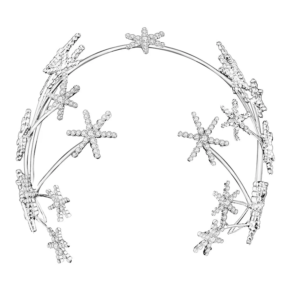 تاج إكسسوار للشعر غطاء رأس الزفاف الأبيض كريستال الفرقة النساء العروس الزفاف حجر الراين تاج اكسسوارات معدنية تصفيفة الشعر ديكور
