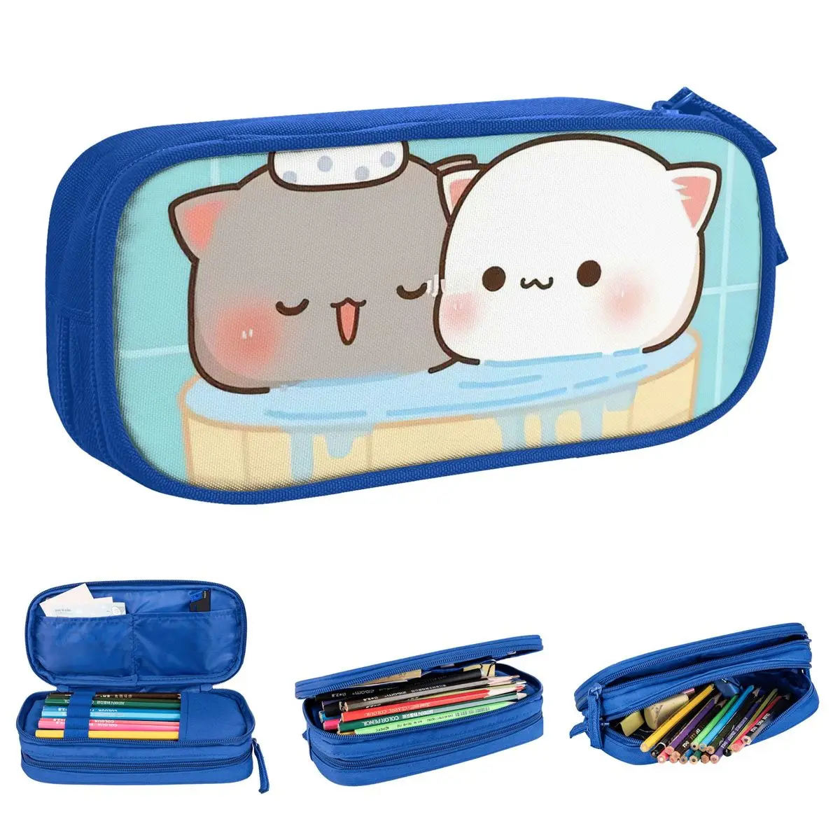 Peach And Goma Cartoon Pencil Cases Mocha Mochi Peach Cat Pencilcases Pen for Student Big Capacity Bag School Supplies Gifts