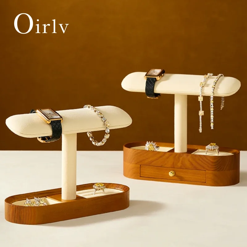 

Oirlv Multi-Style Wooden Watch & Jewelry Display Stand - Premium Wood Storage Velvet Pad, Organizer for Watches, Bracelets Rings
