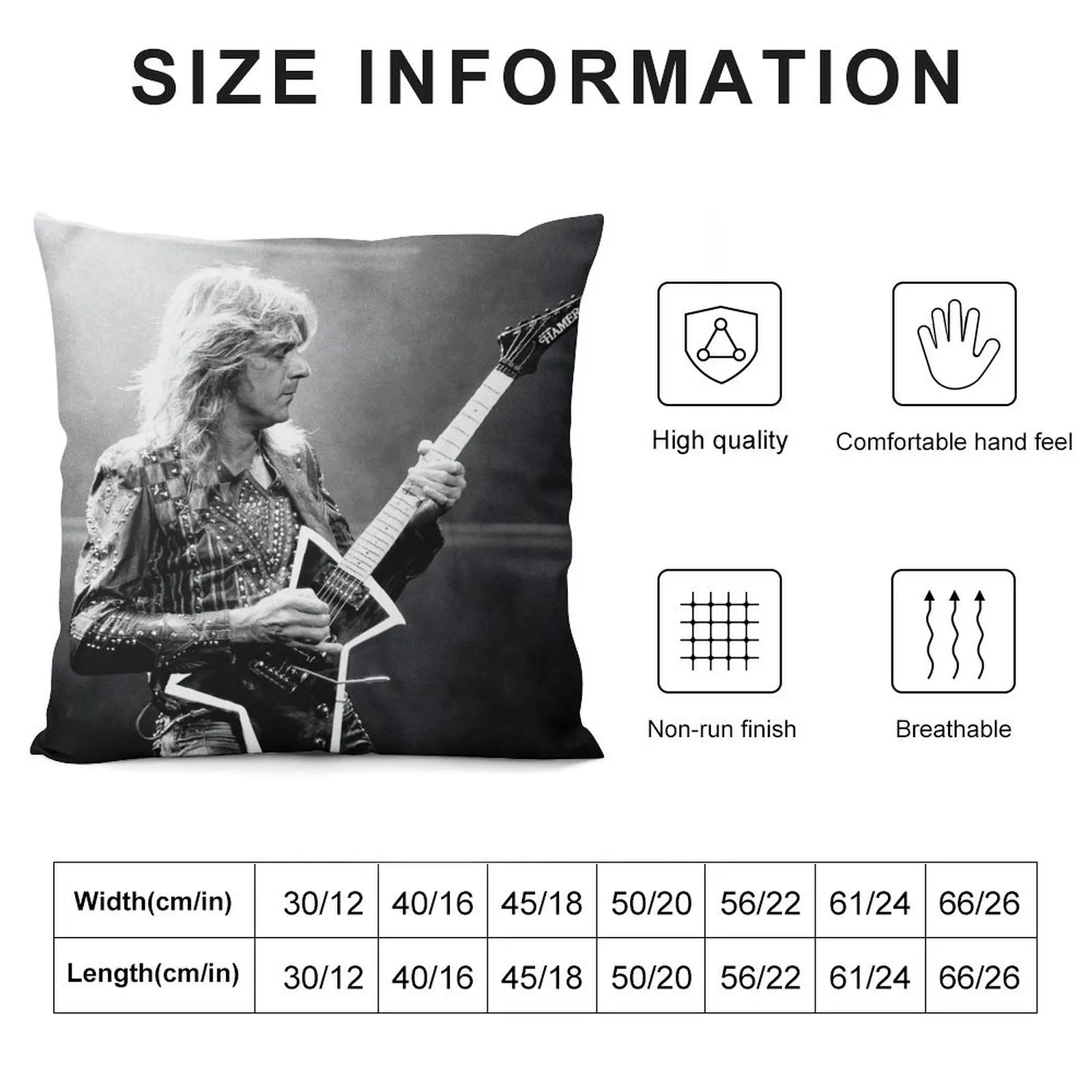 Glen Tipton - Judas Priest - BW Photograph Throw Pillow Pillowcase Cushion Christmas Pillow Decorative Sofa Cushion pillow