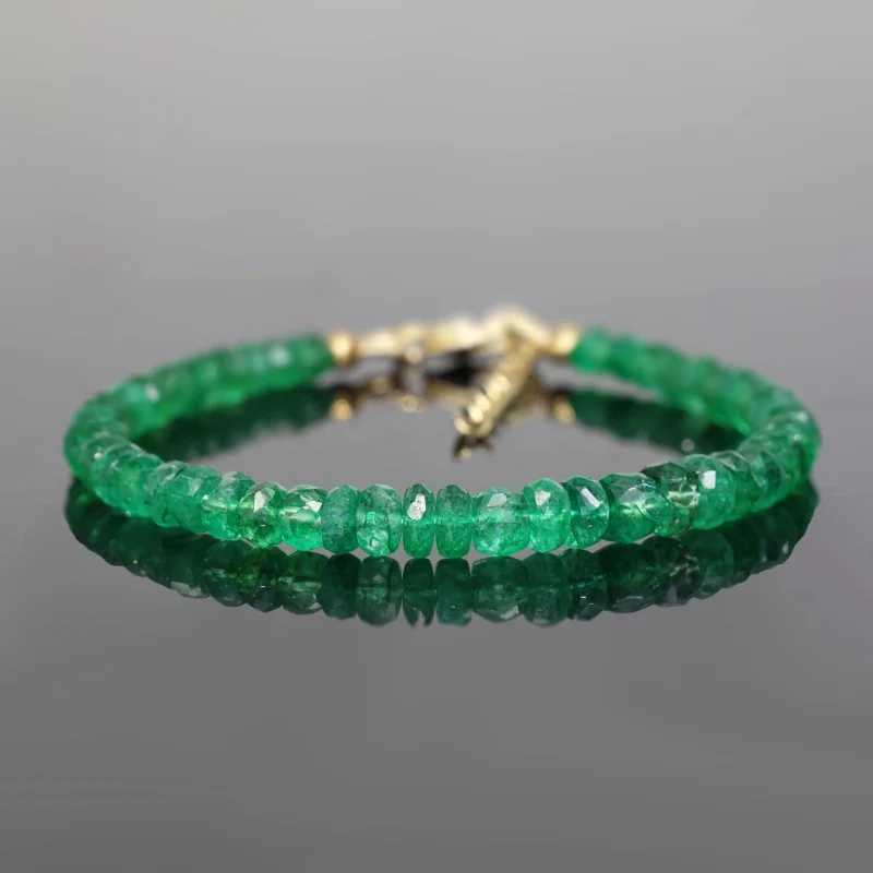 

Faceted Beads , Genuine , Emerald Bracelet