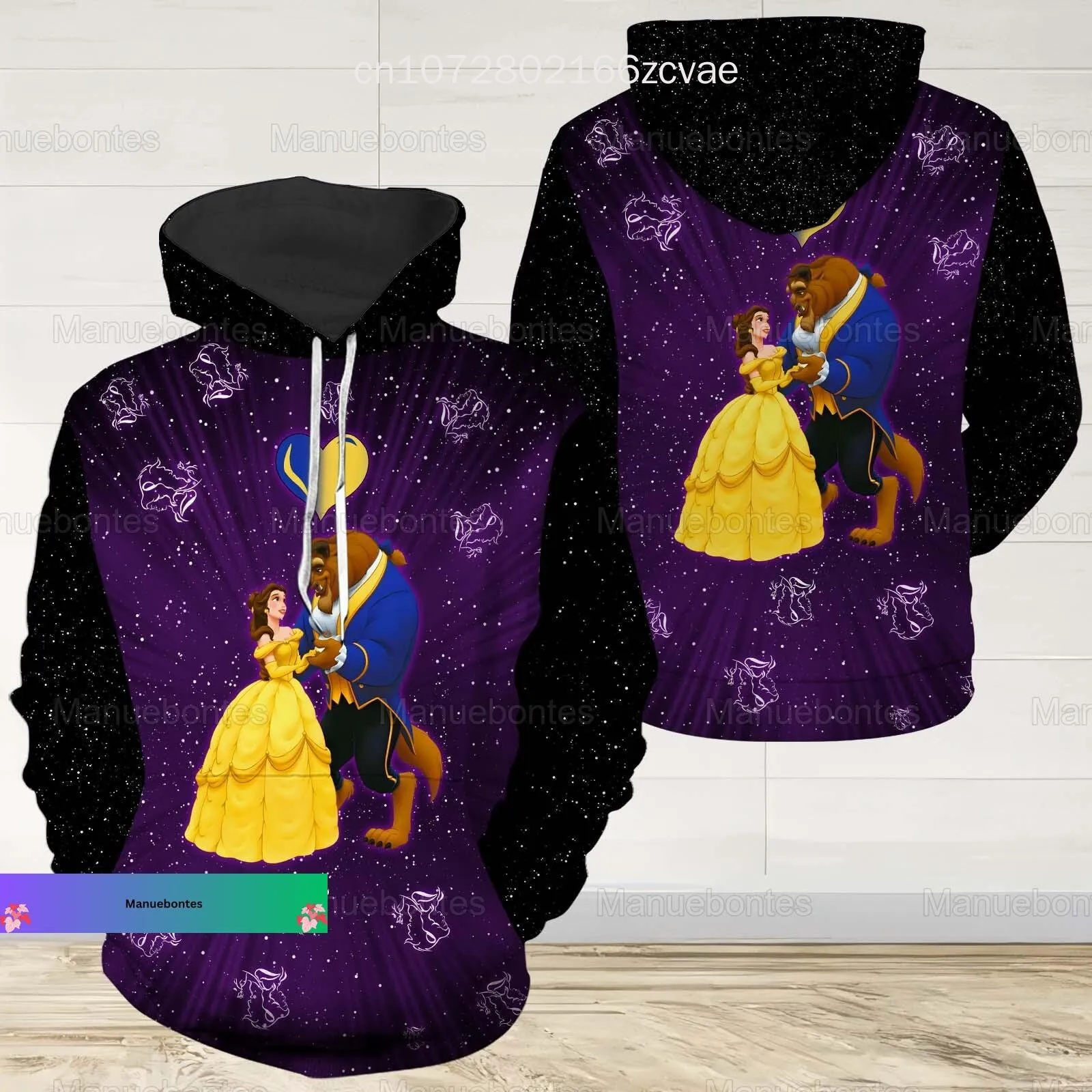 2024 New Beauty And The Beast Legging Hoodie Set Women\'s Hoodie And Leggings Set Disney Princess Yoga Hoodie Leggings