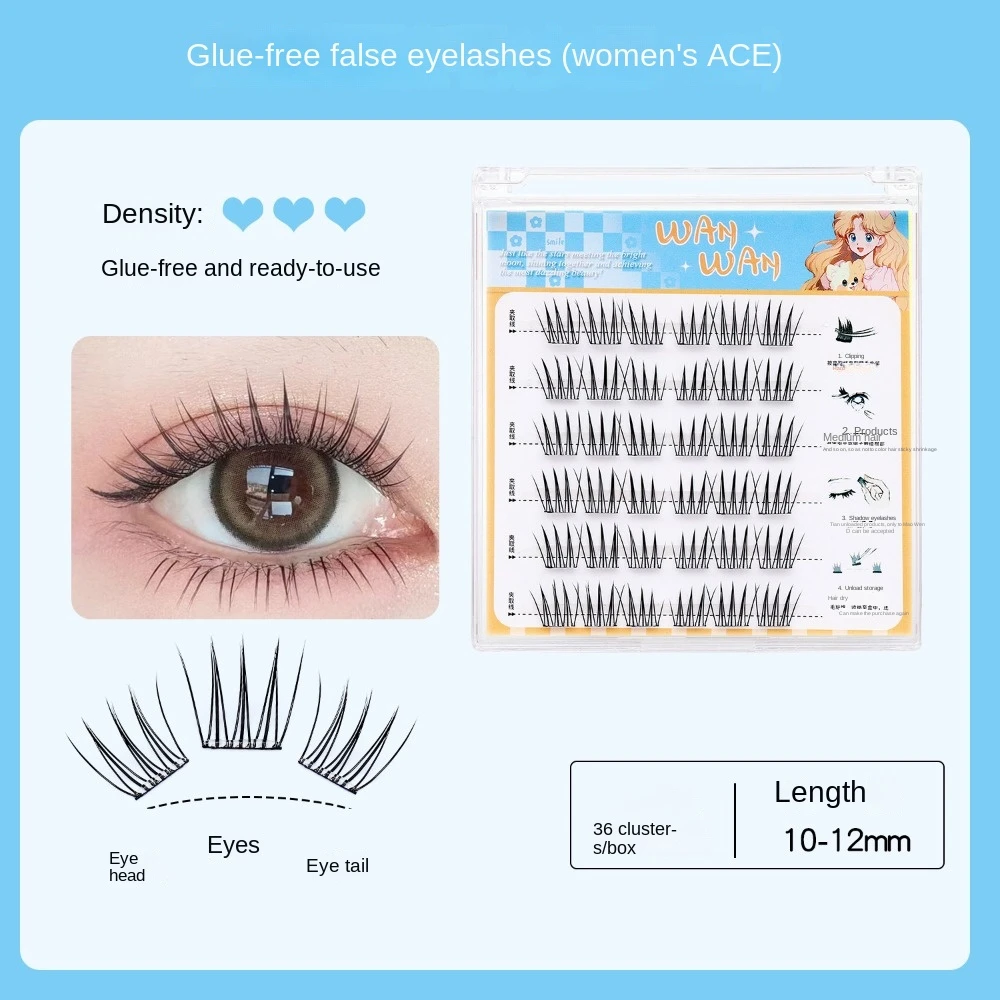 Süße selbstklebende Wimperncluster Make-up DIY selbstklebende falsche Wimpern wiederverwendbare langlebige kleberfreie gefälschte Wimpern Make-up-Tool