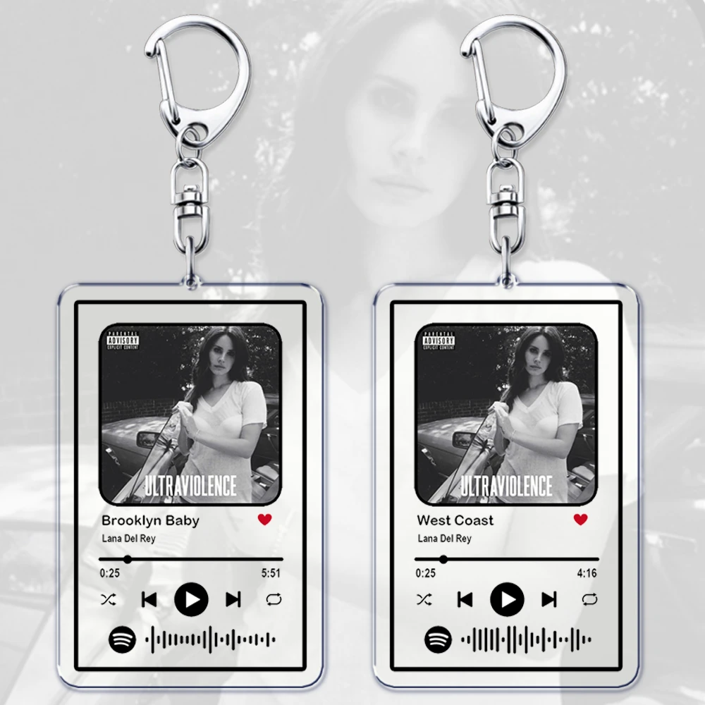 Hot Singer Lana Del Rey Keychain for Women Accessories Music Brooklyn BabyYoung and Beautiful Tough Keying Jewelry Fans Gifts