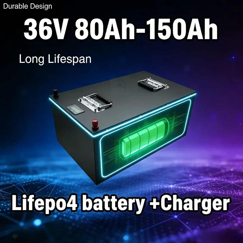 36V LiFePO4 Battery (80Ah/100Ah/120Ah/150Ah) with Bluetooth 12S BMS | All-in-One Power Solution for Marine & Solar Meet all your