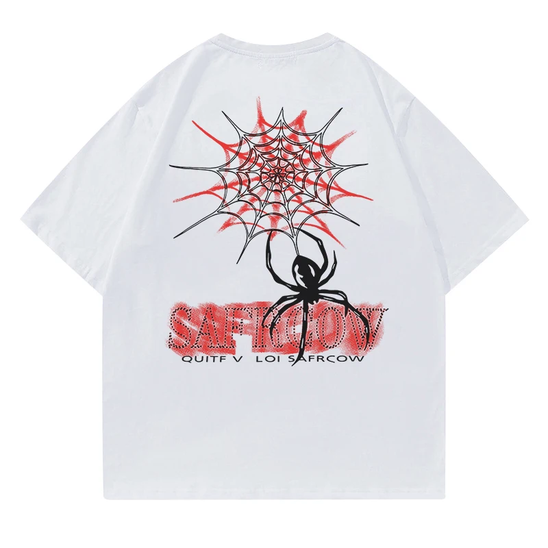 Y2K Korean T Shirt Men Streetwear Spider Graphic Acubi Harajuku Egirl Short Sleeve Tops Grunge Aesthetic Oversized Tees Clothing