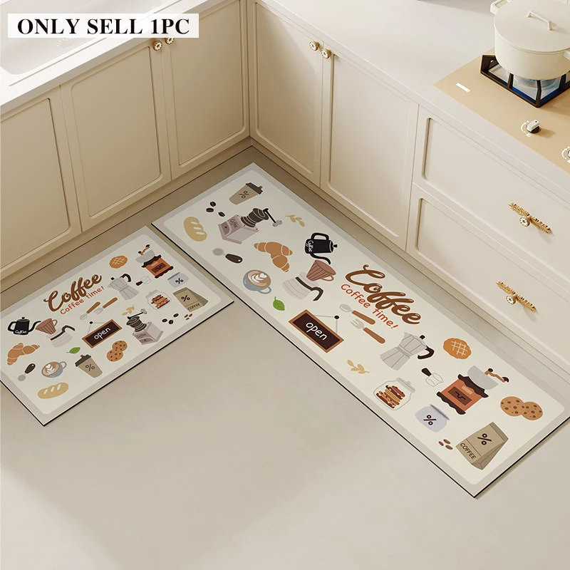 Kitchen Floor Mat Waterproof PVC Oil-proof Non-slip Leather Carpet Solid Color Rug Long Size Home Decor Rugs Alfombra De Cocina