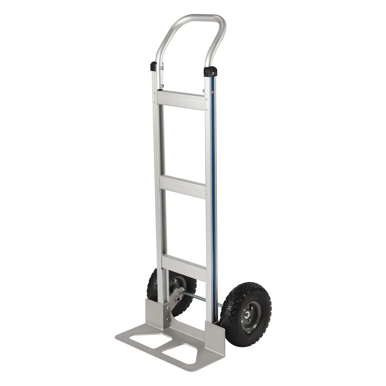 Hand Truck Dolly, Industrial Strength Heavy Duty Aluminum Dolly Cart for Moving - 500 Pound Capacity - 9.8" Rubber Wheels (Silver)