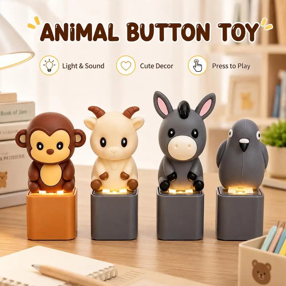 Fidget Toy Keychain With Sound LED Funny Bird Monkey Sheep Rabbit Keyboard Clicker Stress Relief Cartoon Animal Fidget Toy