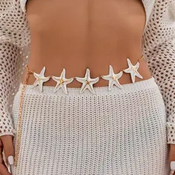 KunJoe Sexy Creative Beach Starfish Waist Chain for Women Bohemian Star Belly Chain Summer Body Jewelry Bikini Dress Belt New