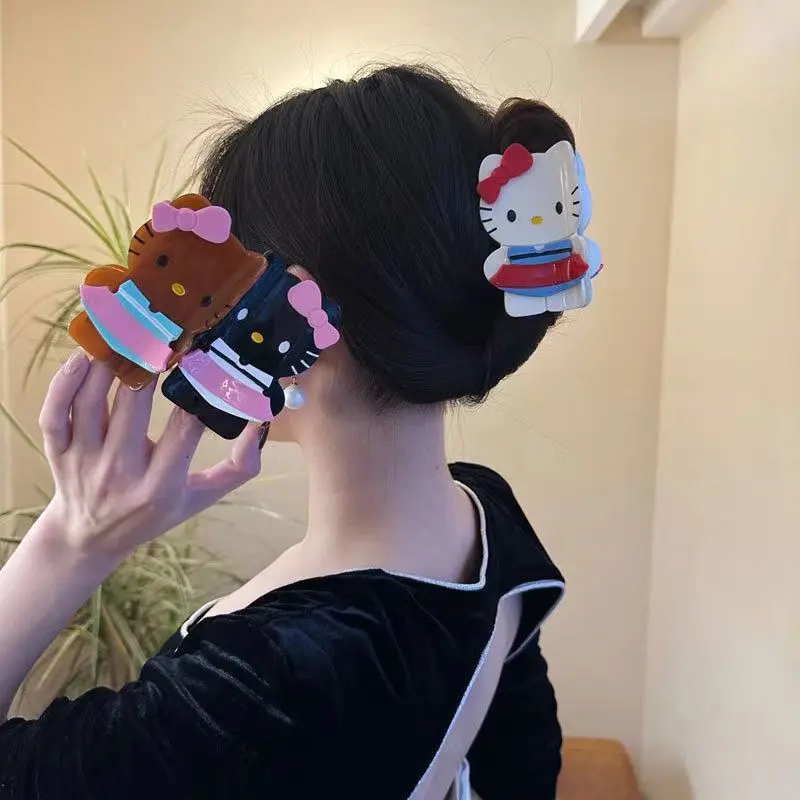 Kawaii Sanrio Hello Kitty Hair Claw Clip for Women Girls Barrette Crab Hairpin Shark Clip Ponytail Hairpins Headwear Accessories