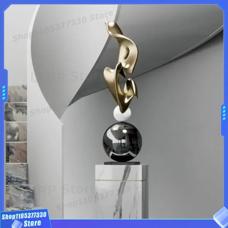 Modern Geometric Floor Sculpture Art Streamer Ornament for Living Room Entrance Hotel Clubhouse Space Decoration Model Room