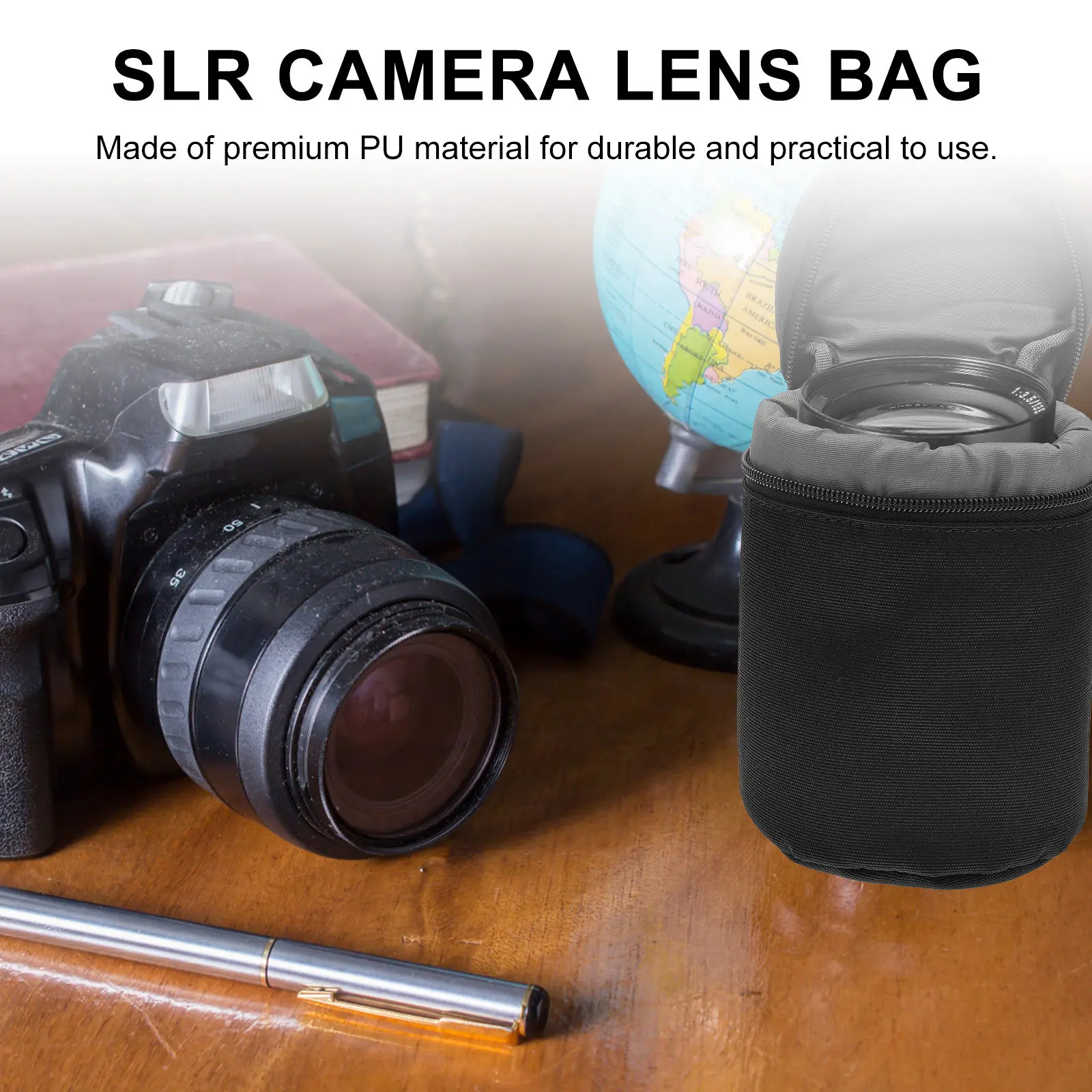 Camera Lens Storage Bag High Quality PU Material Lightweight Stylish Drop Proof Scratch Resistant Lens Pouch for Photography