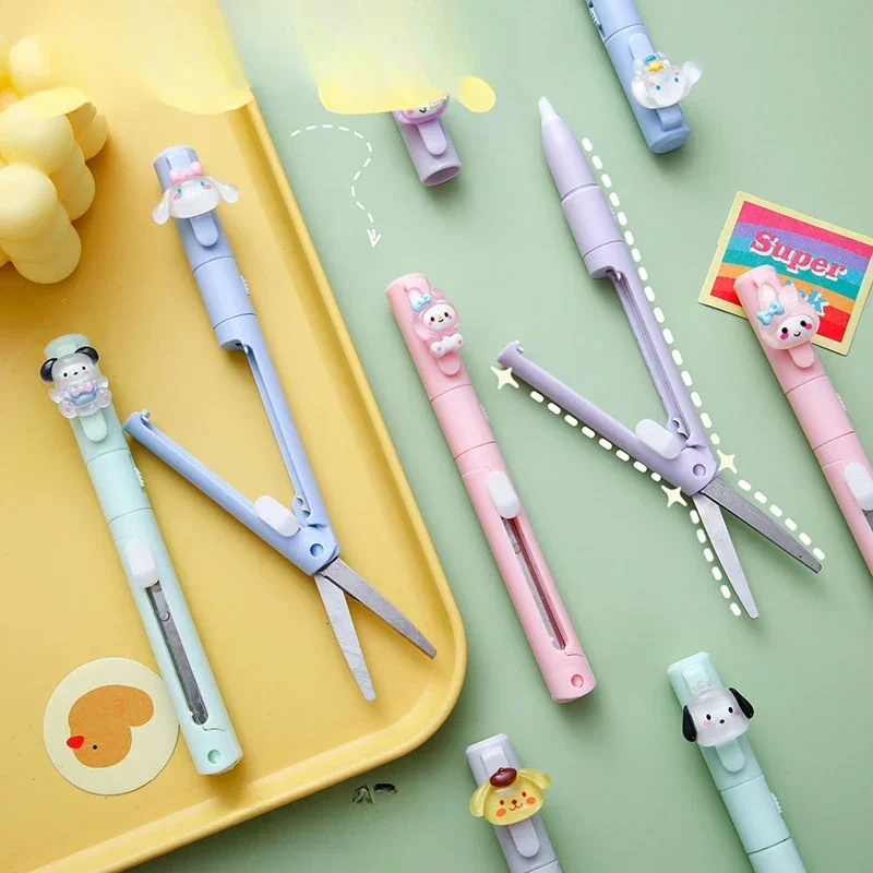 Sanrio Scissors Carving Pocket Utility Knife Folding Paper Carving Knife Diy Handmade Ceramic Pen Knife Beautiful Gift