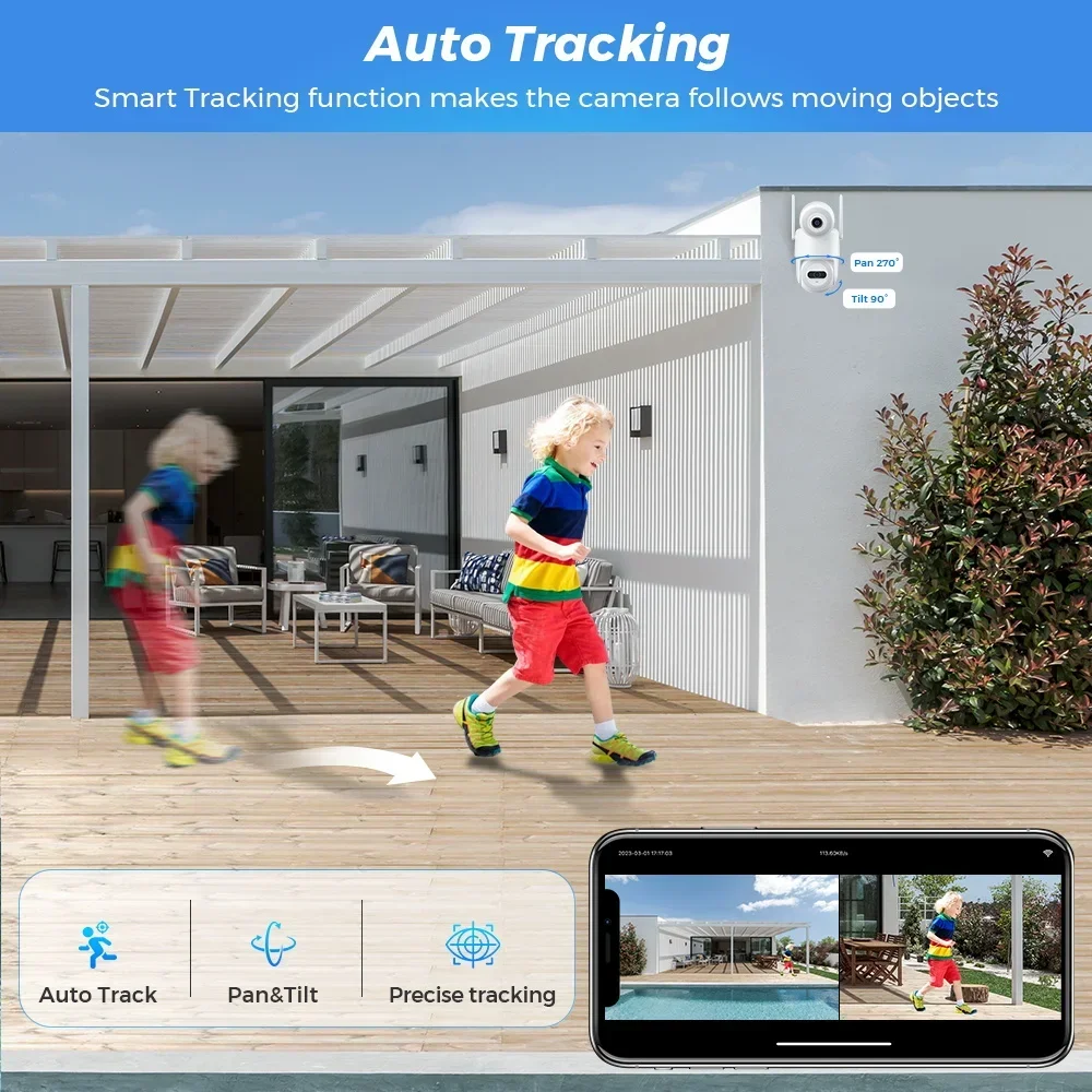 Imagem -05 - Câmera ip Ptz de Lente Dupla ao ar Livre Wifi ip 4mp hd Auto Tracking Proteção de Segurança Vigilância Cctv Icsee 8mp 4k