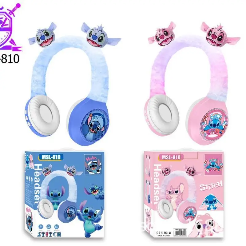 New Msl-810 Disney Creative Cartoon Stitch Wireless Bluetooth Earphones Hifi Surround Sound Plush Head Mounted Children's Gift