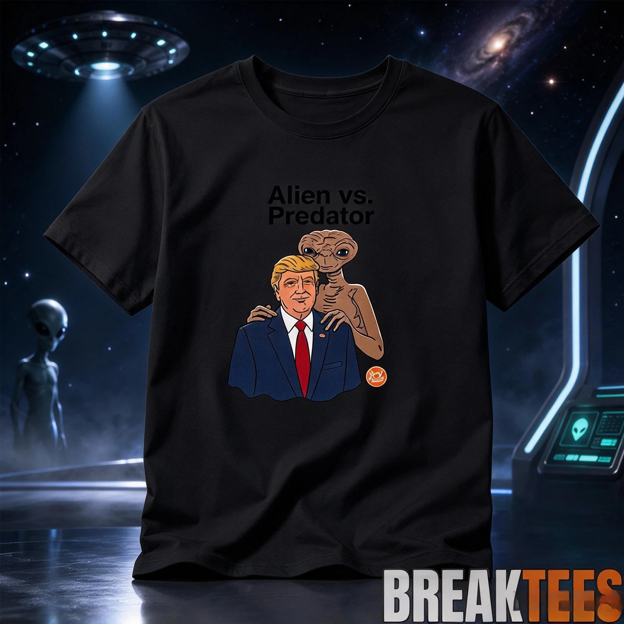 Alien Vs Predator Trump Graphic T-Shirt, Unisex Sci-Fi Movie Short Sleeve Tee Casual Novelty Top for Film Fans