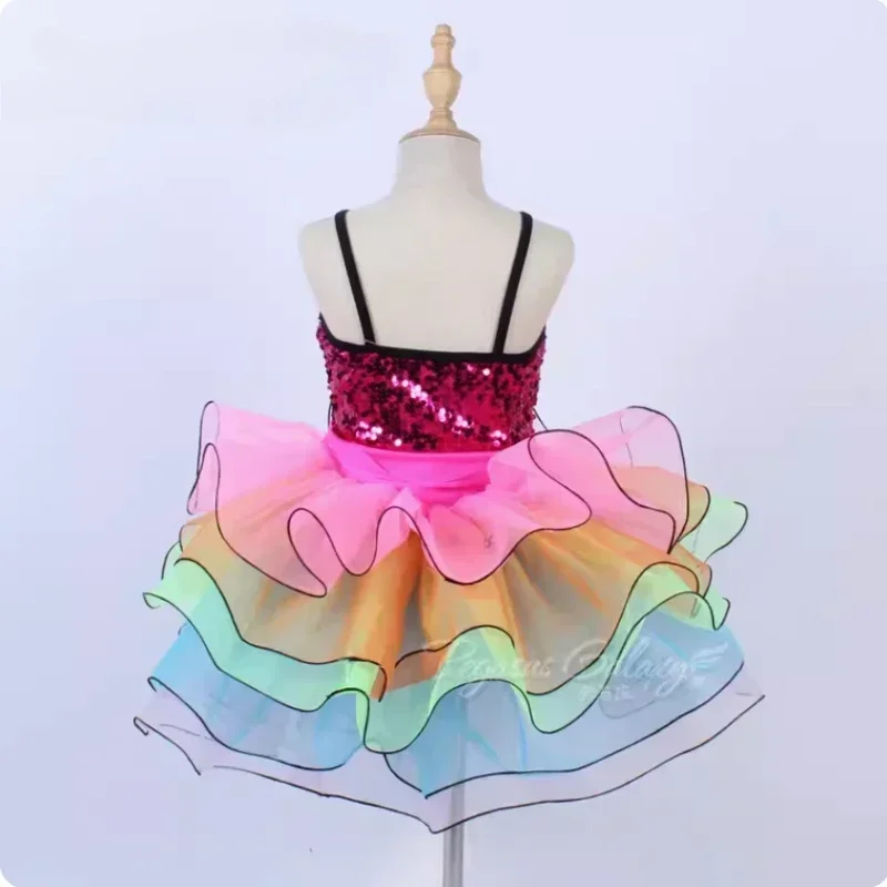 

2018 Ballet Tutu Dance Dress For Girls Rainbow Sequins Costumes For Women Stage Performance Clothes Festival Dance Wear For Kid