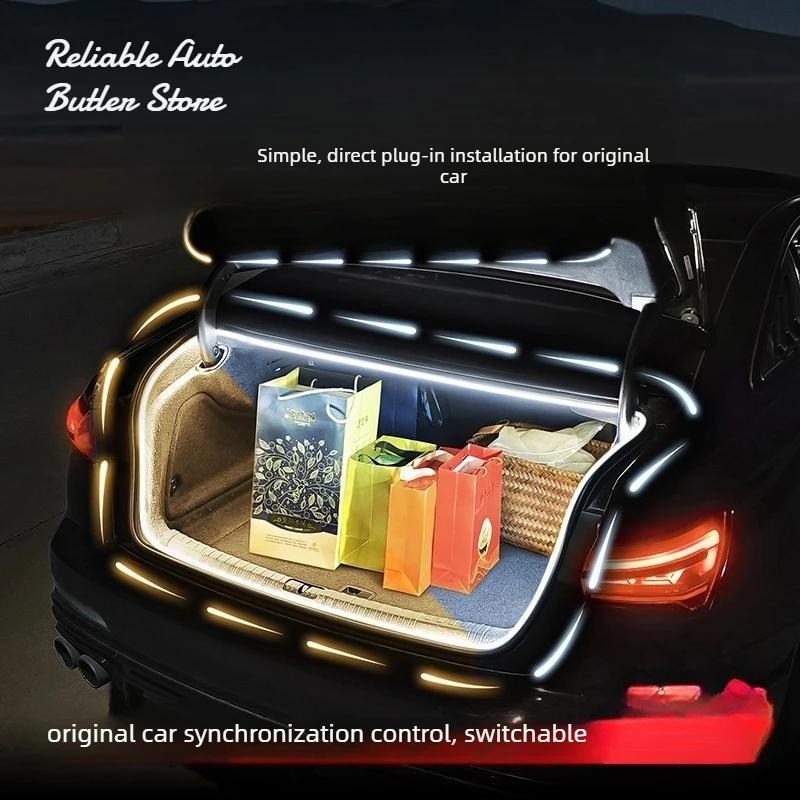 Car Trunk Light Strip Automatic Sensing Ambient Tailgate Wiring Free High Brightness LED Lighting 2M 4M Interior Decoration