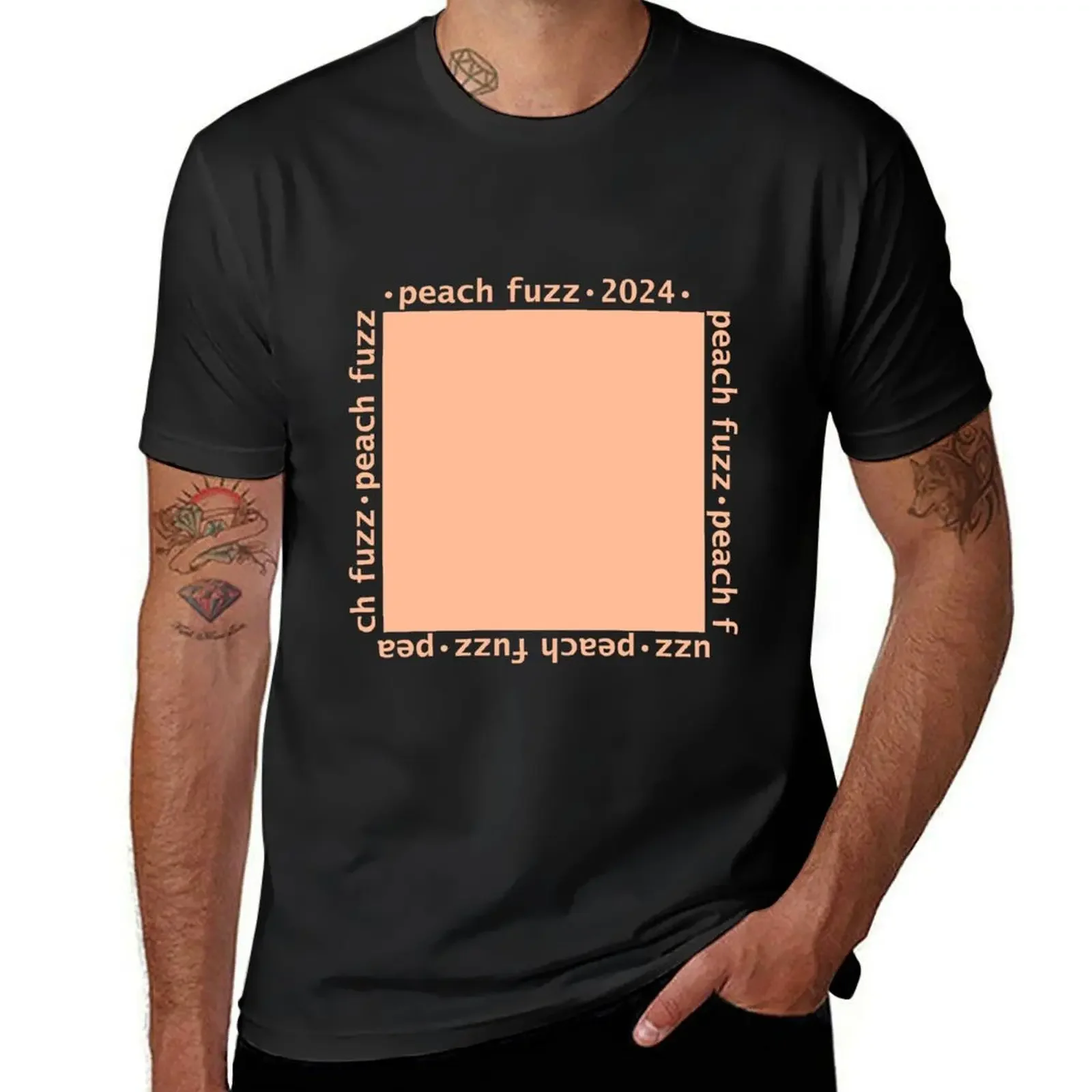 Peach Fuzz Pantone Color of the Year 2024 Swatch T-Shirt heavyweights kawaii clothes Men's t-shirt