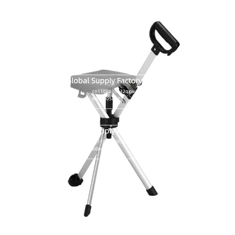 

The Elderly Folding Cane Stool Portable Folding Arm Chair Multi-functional Cane Board Light Non-slip Can Sit Dual-purpose