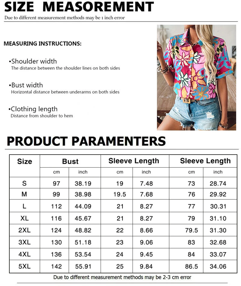 Women'S Casual Shirt 2024 New Fashion Printed Shirt Elegant Short Sleeve Evening Gown Women'S Large Size Lapel Button Up Top