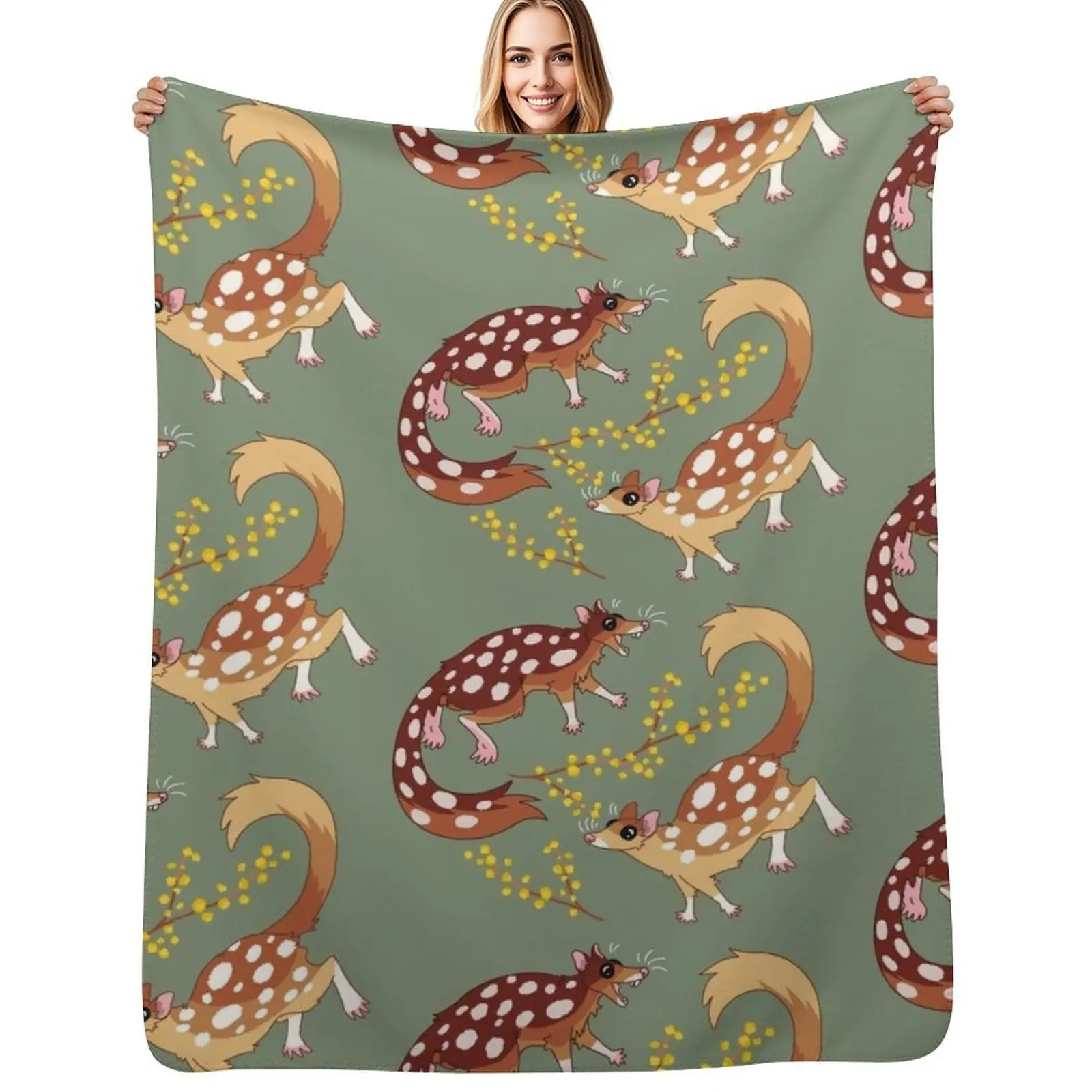 

Quolls and Wattle Throw Blanket Decorative Soft Throw Blanket for Couch Sofa