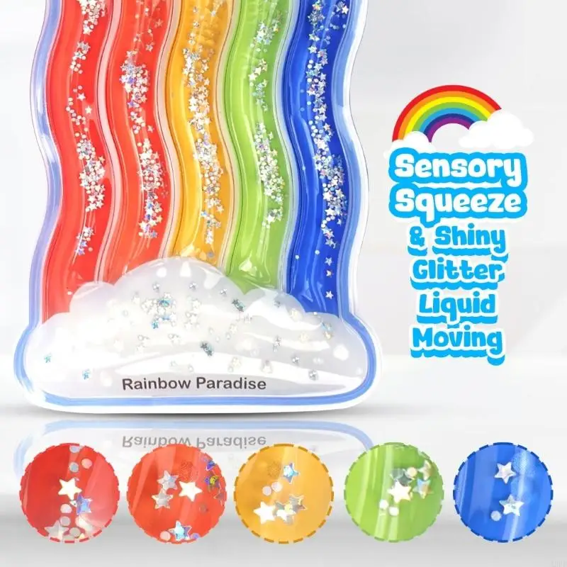 Rainbow Color Sensory Squeezable Toy For Toddler Fine Motor Skill Training Relax A2UB