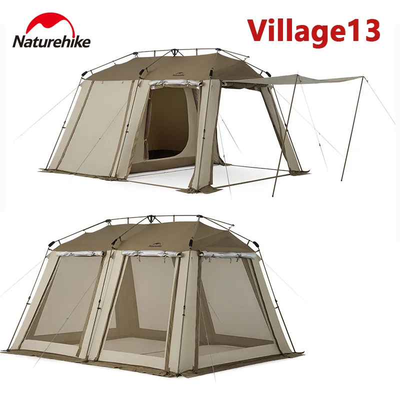 Naturehike Village 13 Tent Automatic Cabin With Snow Skirt Camping Equipment Large Space Waterproof Outdoor Tourist Folding Tent