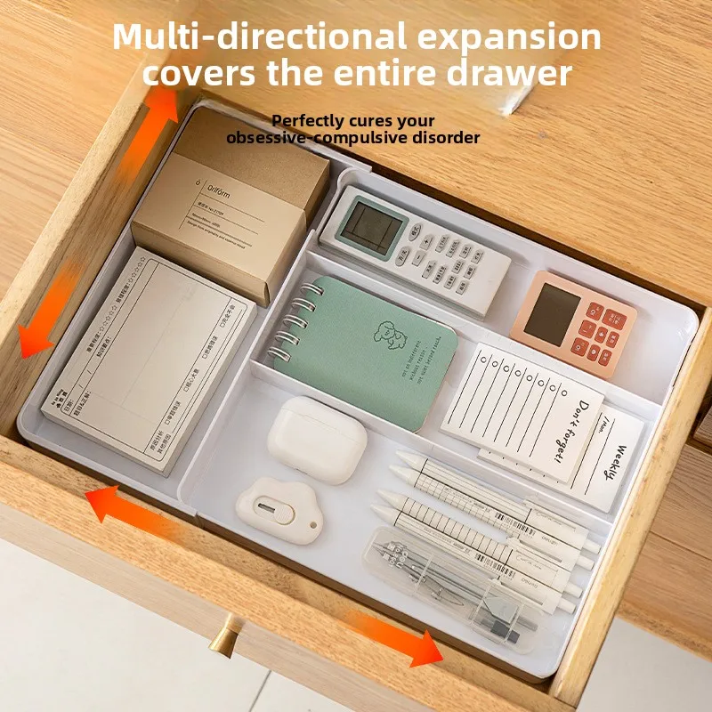 Drawer Storage Box Organizing Box Built-in Partition Retractable Classification Tableware Desktop Cosmetics Sundries Division