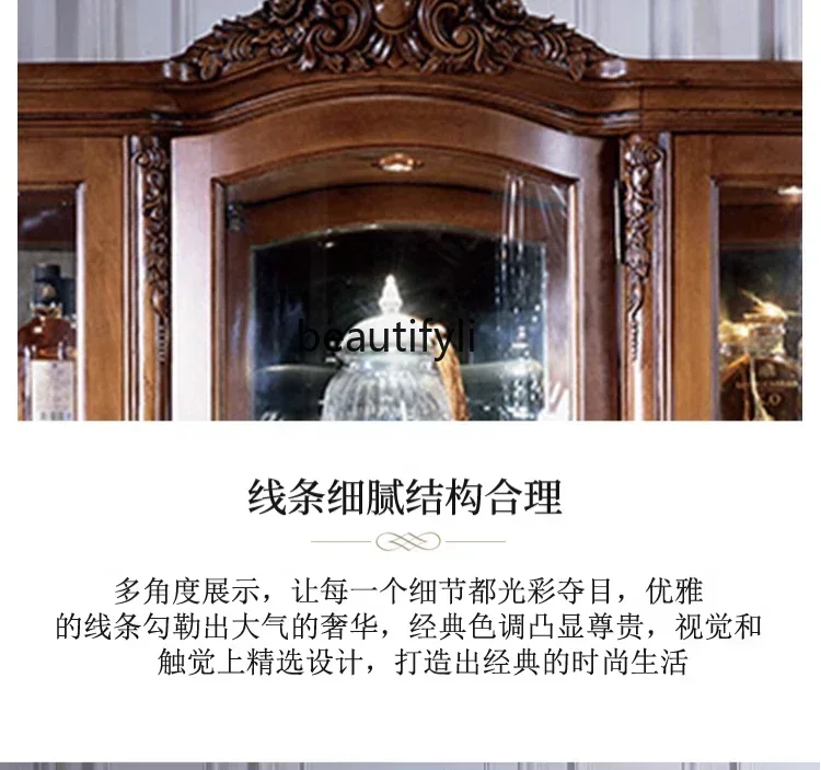 Y183FF cqyEuropean-Style Luxury Solid Wood Tea and Wine Cabinet American Style High-End Display Jewelry Showcase