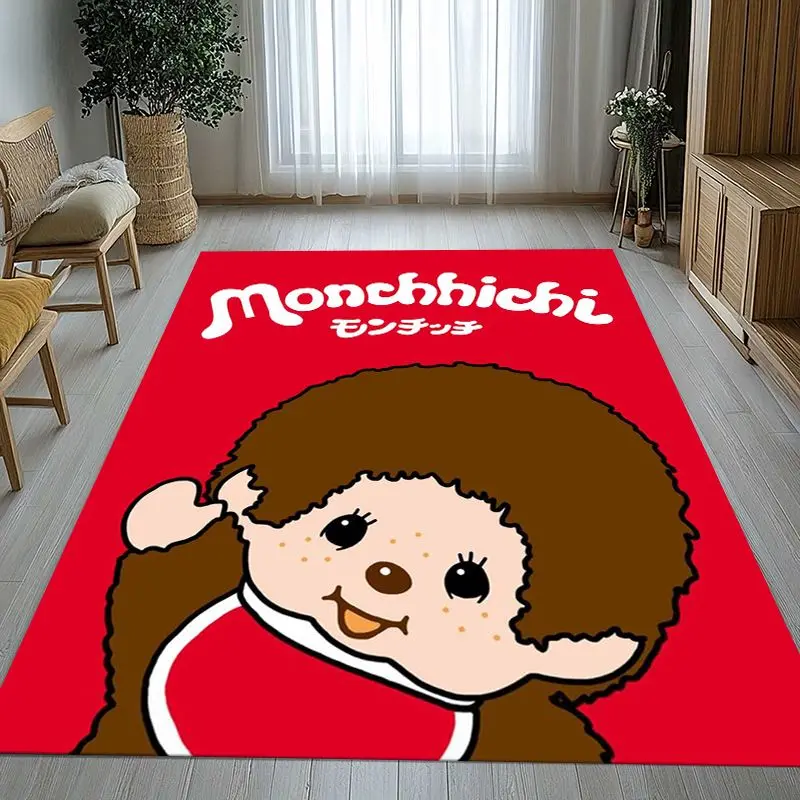 Cute M-Monchhichi Monky Cartoon Area Rug,Soft Non-Slip Carpet Mat for Living Room Bedroom Kid Playroom,Sofa Floor Rug,Home Decor