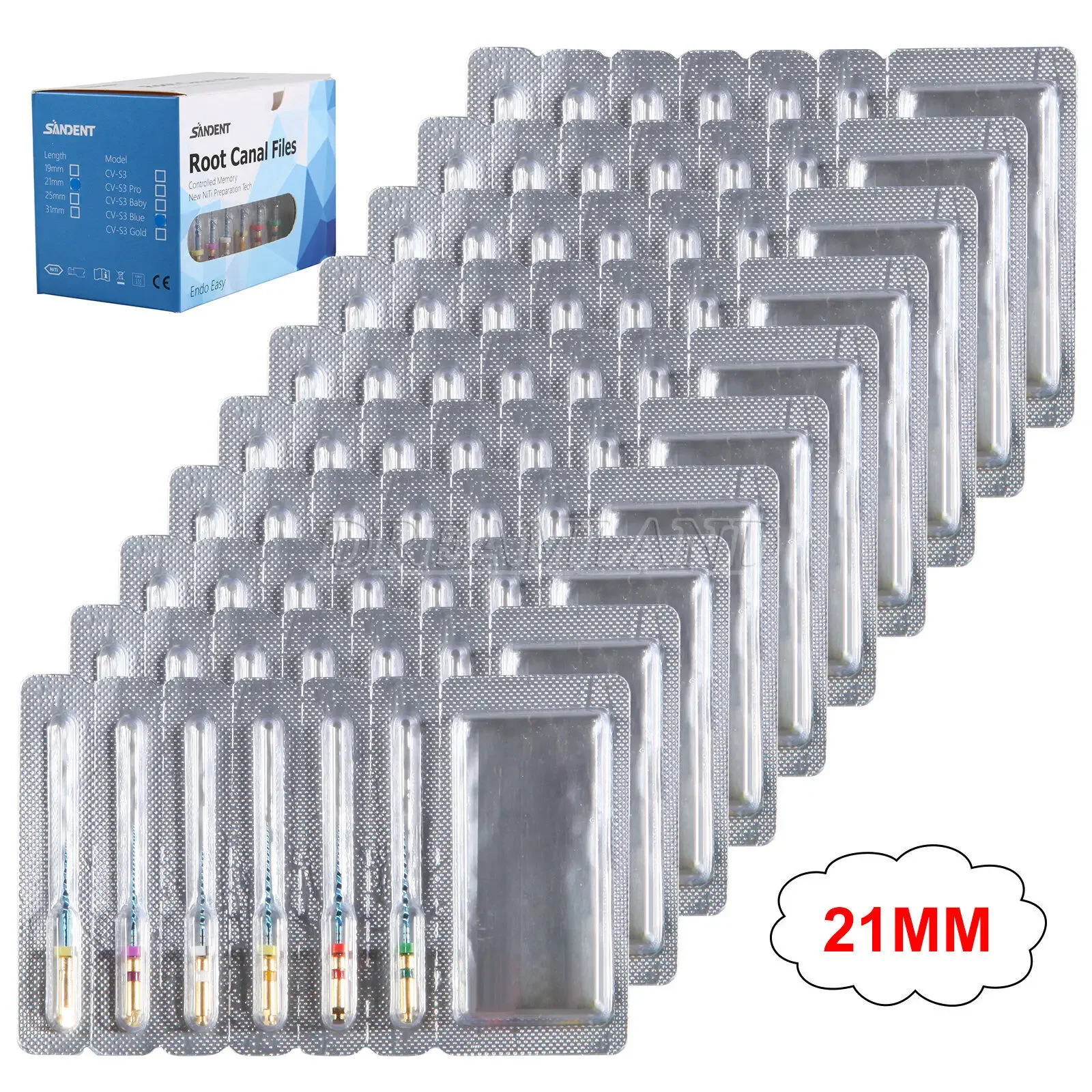 10 Packs/60PCS Dental NiTi Files Rotary Engine File 21mm for Endo Motor Root Canal Treatment