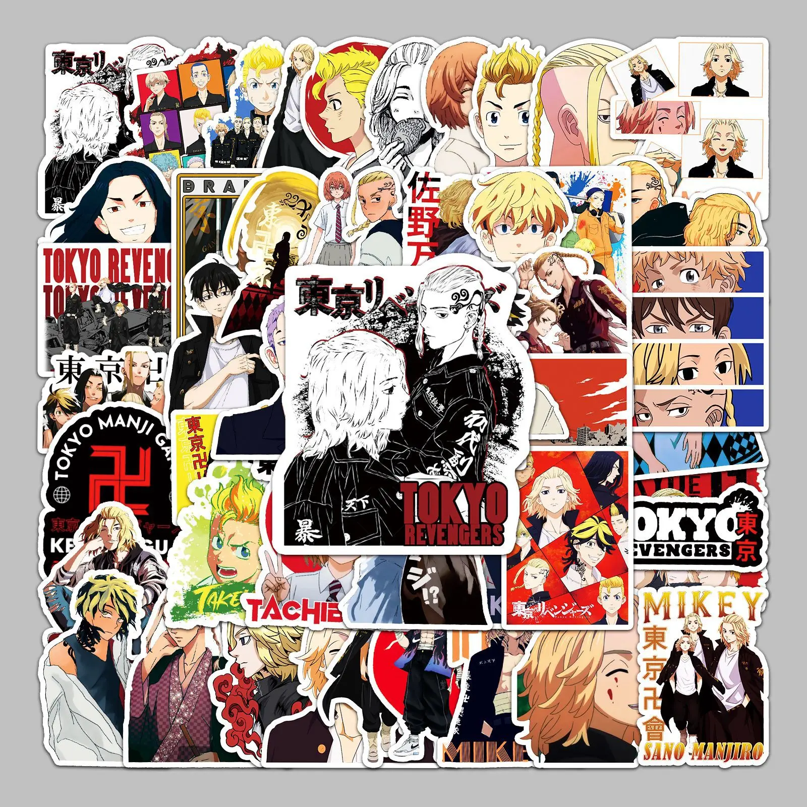 50pcs Japanese Anime Tokyo Revengers Draken MIKEY Series Stickers Suitable for Wall Room Decoration DIY Sticker Pack Wholesale